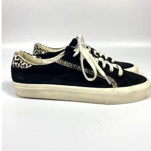 Women's Madewell Sidewalk Low Top Calf Hair Suede Leather Black Sneakers Size 8